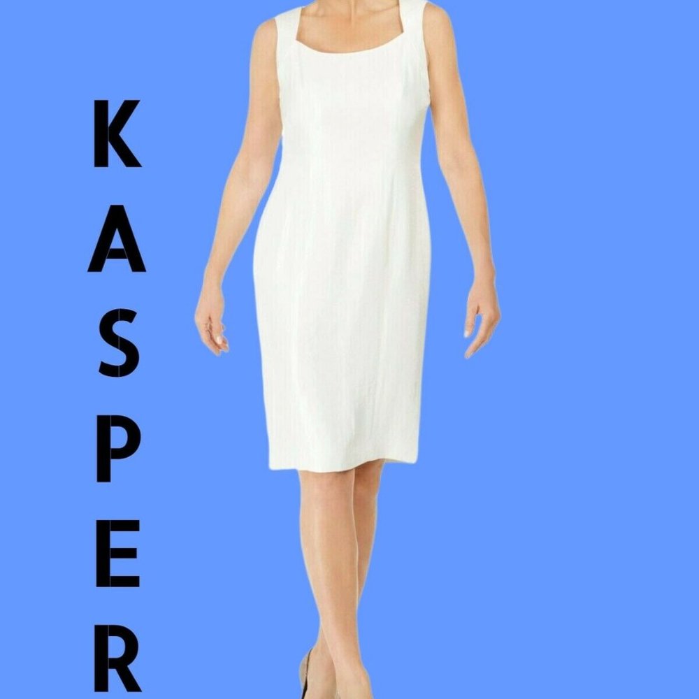 Kasper NWT Ivory Zippered Square Neck Dress